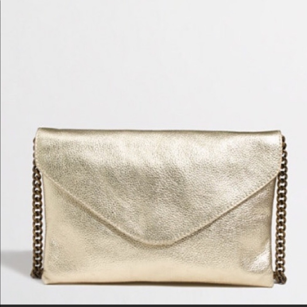 J. Crew Factory gold metallic envelope clutch